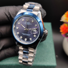 Rolex Watch | Stainless Steel Chain with Blue Dial