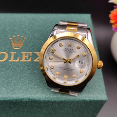 Rolex Watch | Stainless Steel Chain with Gold Dial