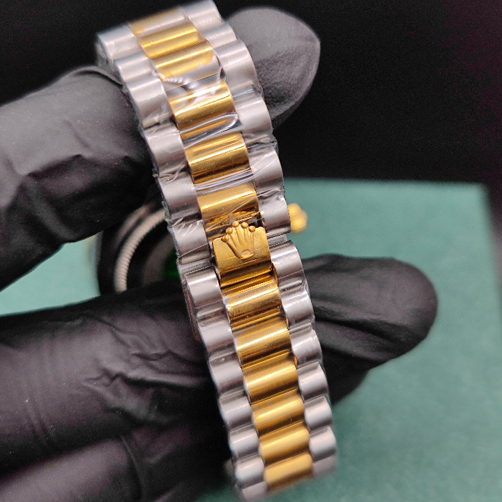 Rolex Watch | Stainless Steel Chain with Gold Dial